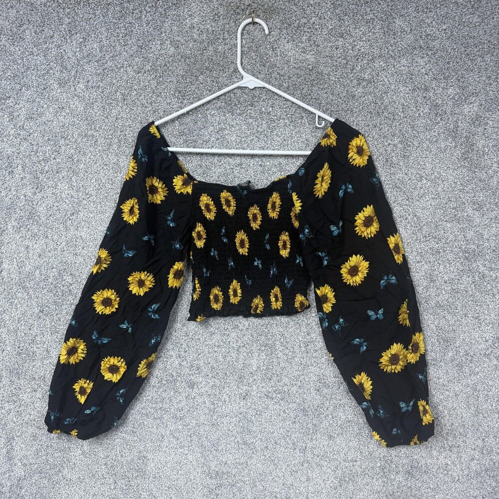 Rue21 Crop Top L Sunflower Butterfly Coquette Fairy Cottagecore Summer Festival - Picture 9 of 12